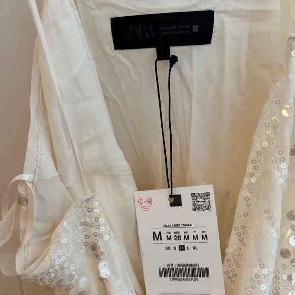 Zara White Sequin Ruffle Mini Dress - Picture 5 of 6